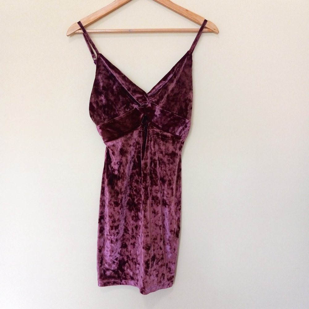 Intimately Free People Women's Velvet Burgundy Spaghetti Strap Mini Dress XS